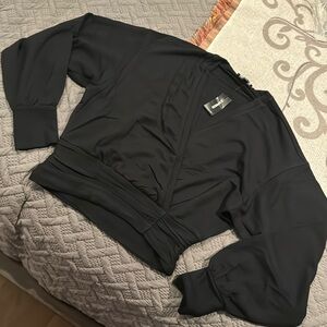 Express Sold Wrap Front Dolman Sleeve Sweatshirt